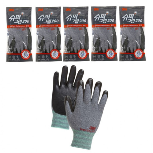 3M 슈퍼그립 200 그레이 코팅장갑 용접 안정작업 정전기방지 장갑 5개 18,610원
