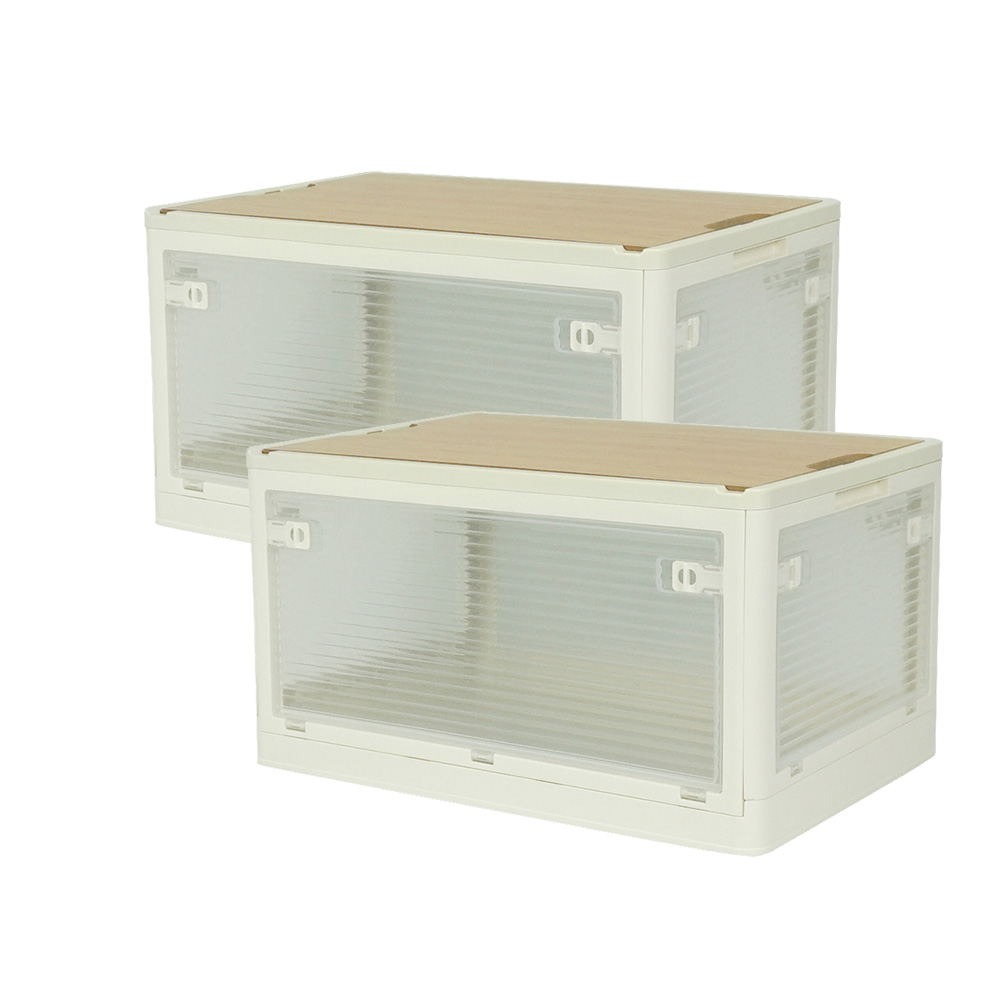 스페이스에디터 5면 개방도어 폴딩 리빙박스 우드상판형 2P 세트 75,500원