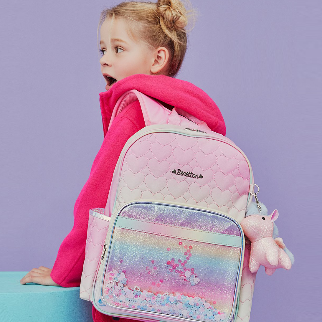 베네통키즈 여아용 하트 퀼팅 책가방 QCBGP1311YEOS 133,000원