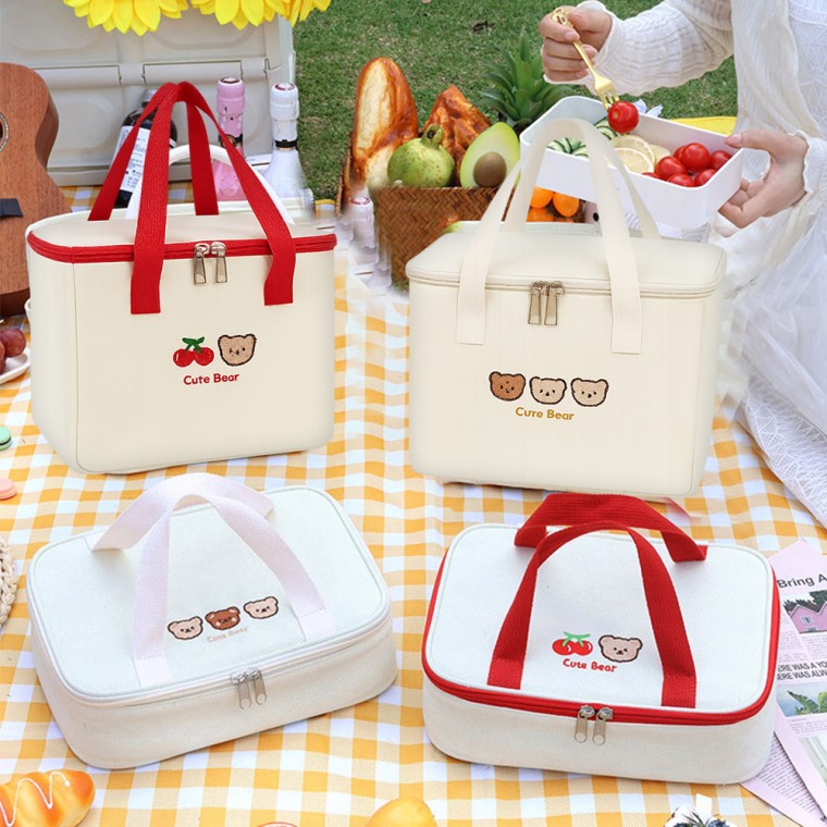 귀여운 곰돌이 소풍 런치 피크닉 도시락 보온 보냉 가방   기본형 1+가로형 1 18,600원