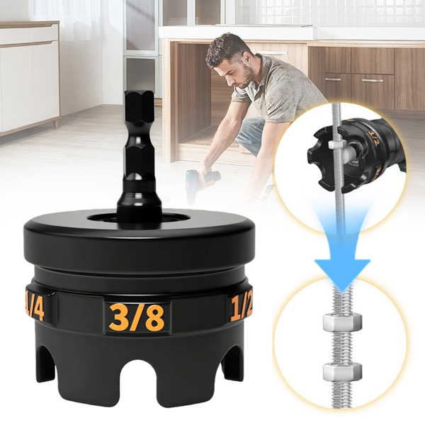 헥스 샹크 너트 지퍼 드릴 어태치먼트 (1/4 3/8 1/2 나사산 로드용) 금속 너트 드라이버 추출기 소켓 렌치 17,770원