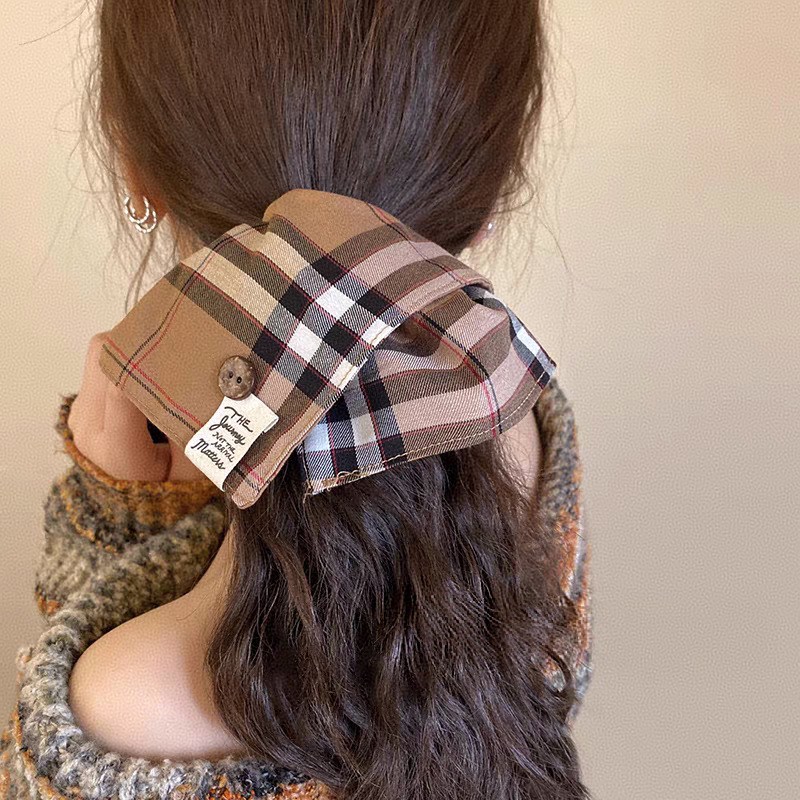 모미엘 체크패턴 빅사이즈 곱창밴드 머리끈 12,200원