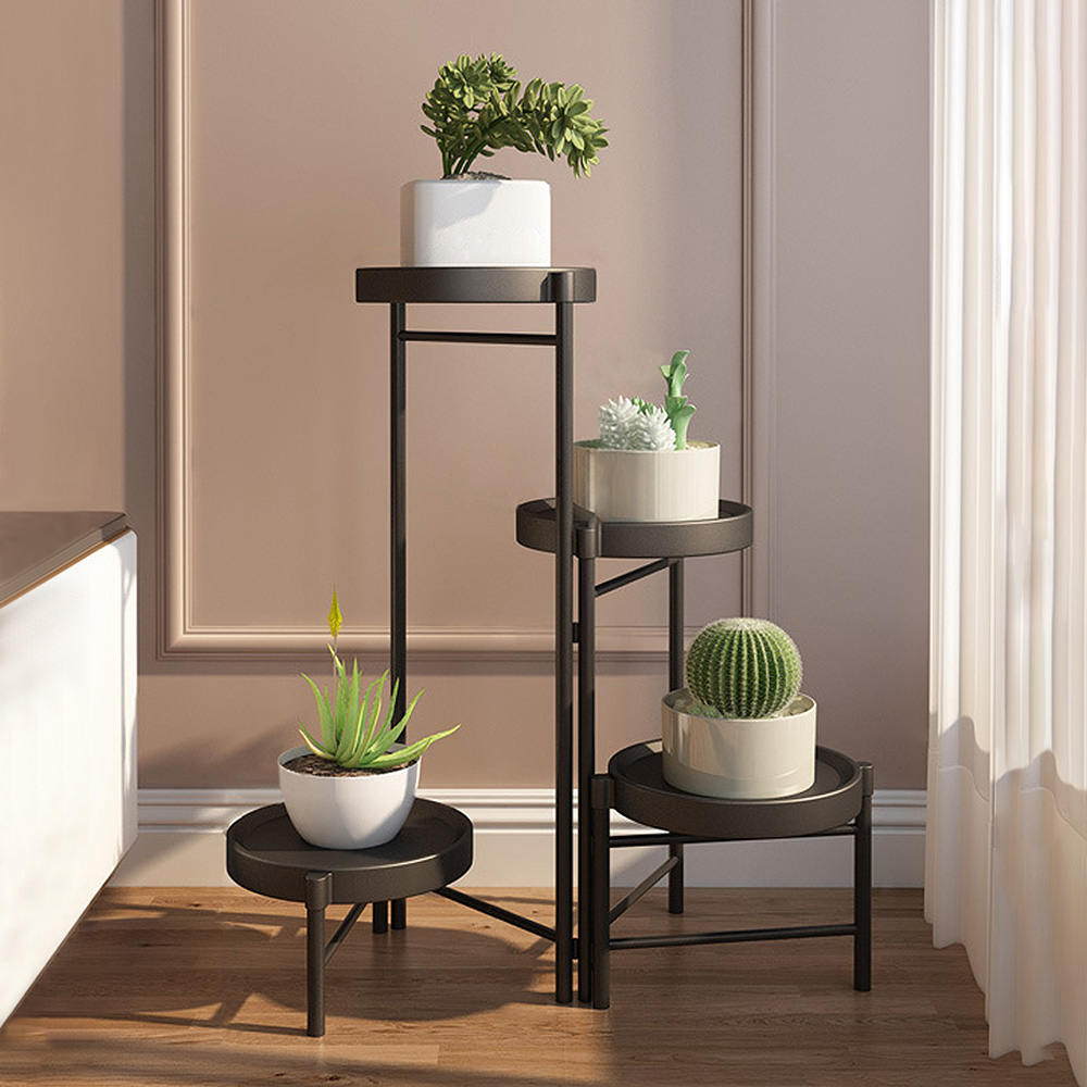 21세기트랜드 인테리어 원형 화분 진열대, 블랙, 4단 22,500원