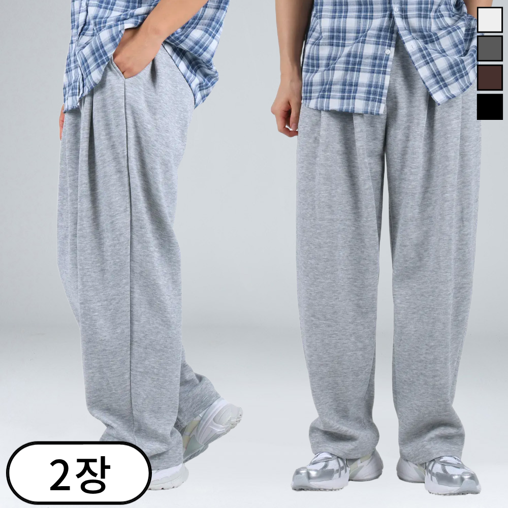 1+1 남자 3턱 스판 밴딩 와이드팬츠 트레이닝 바지 (6623-2) 34,800원