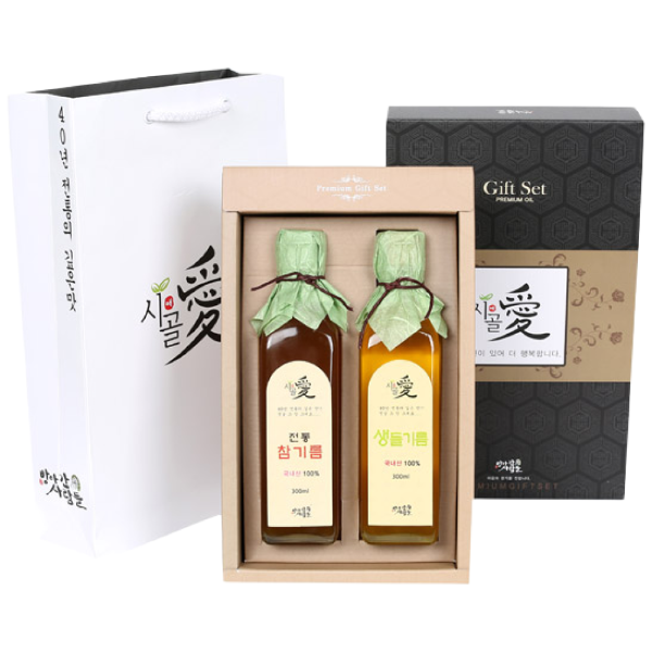 방앗간 사람들 국산 참기름,들기름,생들기름 선물세트, 국산 참기름300ml+생들기름300ml, 2병선물박스, 1개, 600ml 64,800원