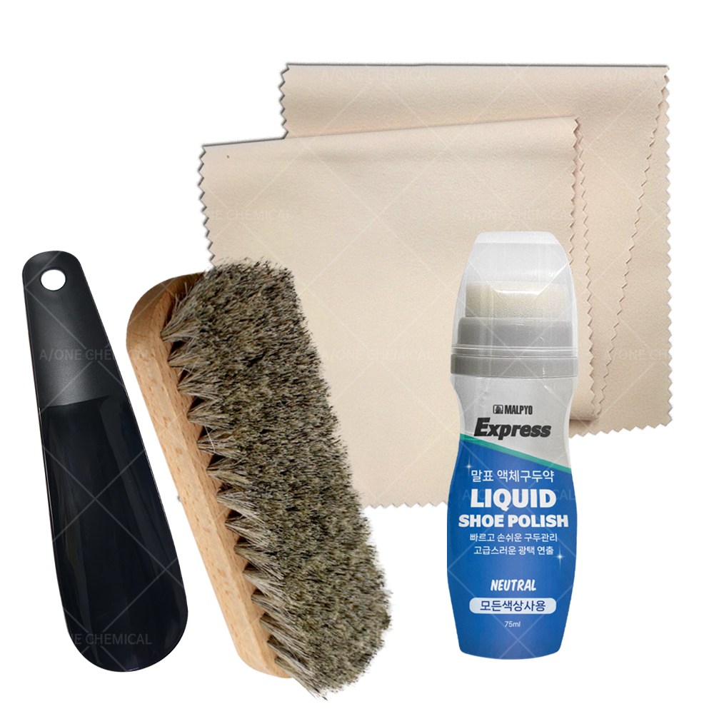 말표 액체구두약 75ml 무색 1개 + 말털 구두솔 + 구두천 + 구둣주걱 세트 구두닦이 슈케어 구두광택 초극세사 고급 마이크로파이버 구두칼 헤라 15,990원