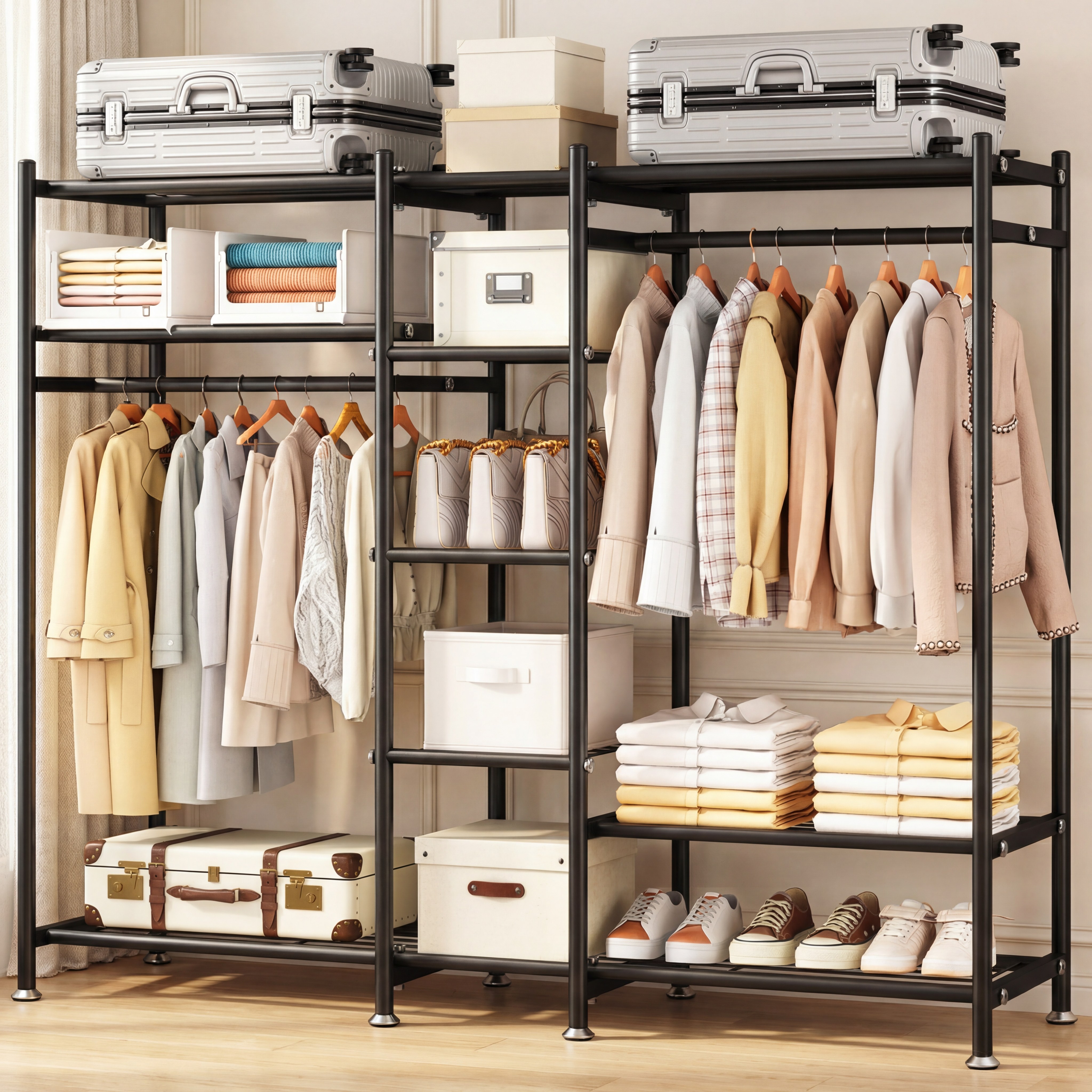 kipnos 행거 스탠드 옷걸이행거 튼튼한행거 스탠드행거 철제 다용도, 블랙 96,100원