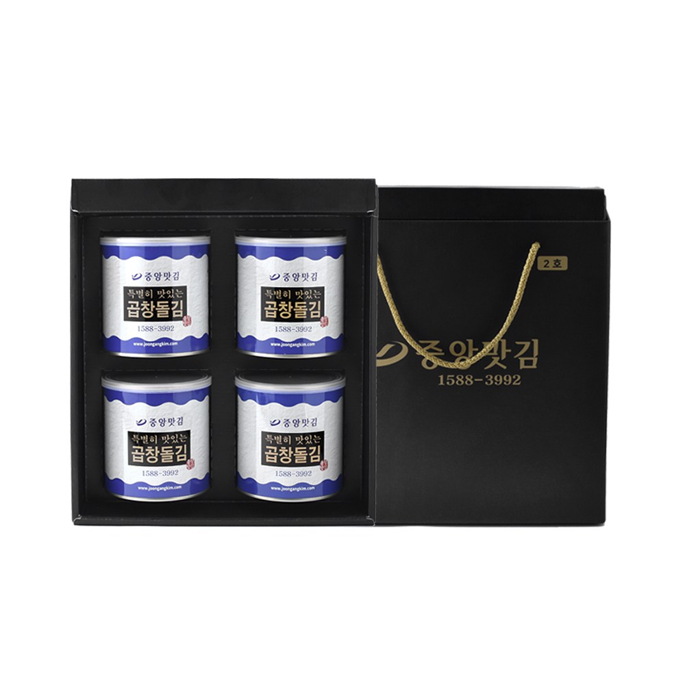 중앙맛김 보령 대천김 특별히 맛있는 곱창 돌김 캔김 4캔 선물세트, 1개, 상세 설명 참조 27,340원