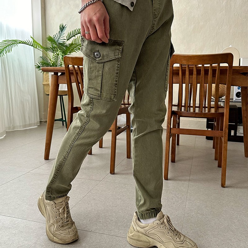 G2K 피그먼트 워싱 남자 카고조거팬츠 테이퍼드핏 면스판 밴딩 조거바지 35,800원