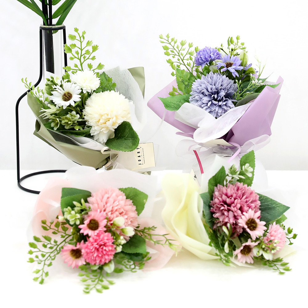 납골당 꾸미기 부착용 미니 조화 꽃다발 리스 장미 핸드메이드 작품, 블루, 코랄로즈, 1개 12,900원