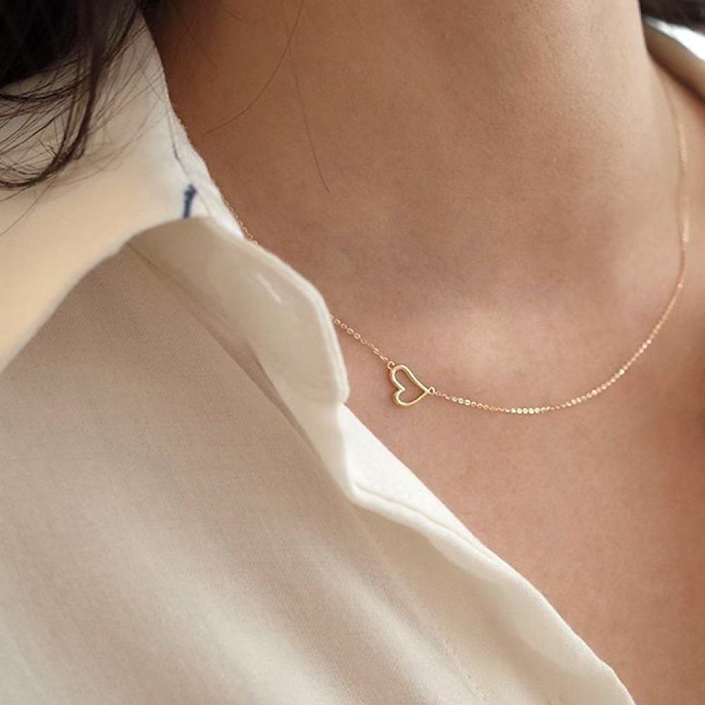 925실버 18K 골드 러블리한 미니 하트 펜던트 데일리 심플 은목걸이 17,690원