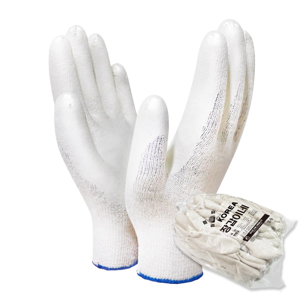 장갑이네 국산 100% 작업용 짱짱 코팅장갑 백 노랑 청 검정 반코팅 장갑 5,000원