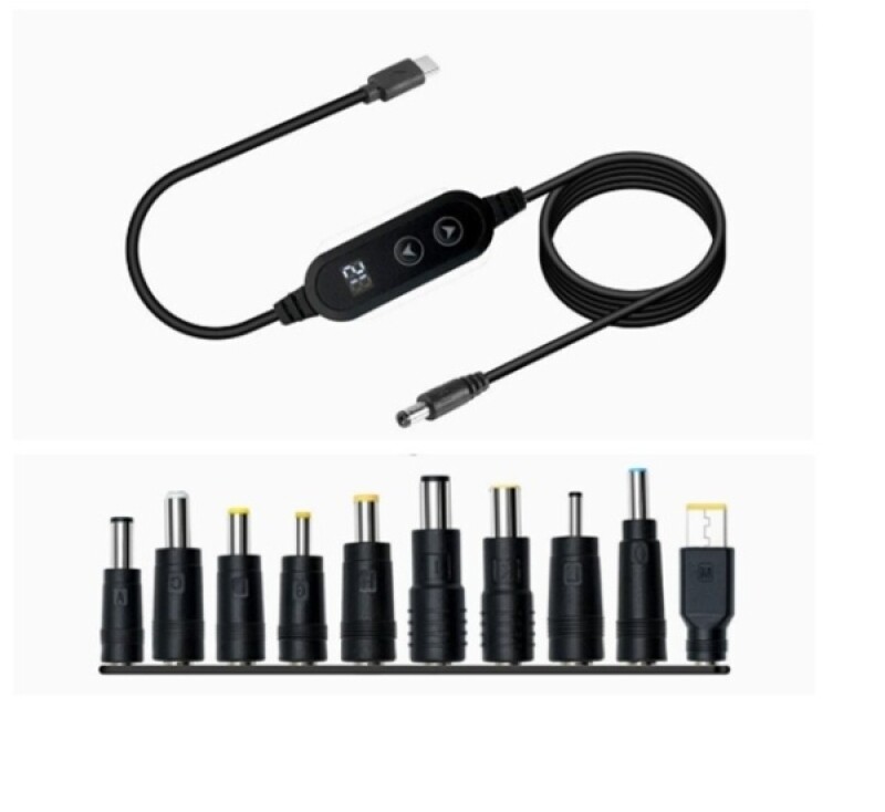 C Type PD to DC 변환 케이블 젠더 10종 세트 - 5V 9V 12V 15V 20V 선택 - 전압표시 버튼형 - 노트북 라우터 전원 어댑터 11,800원