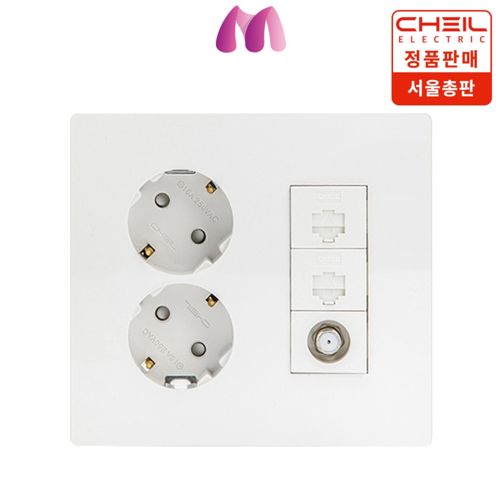 제일전기 디노 통합수구 2개용 콘센트2구(좌)+8P2구+CATV2방1구 세트, 1개 18,600원