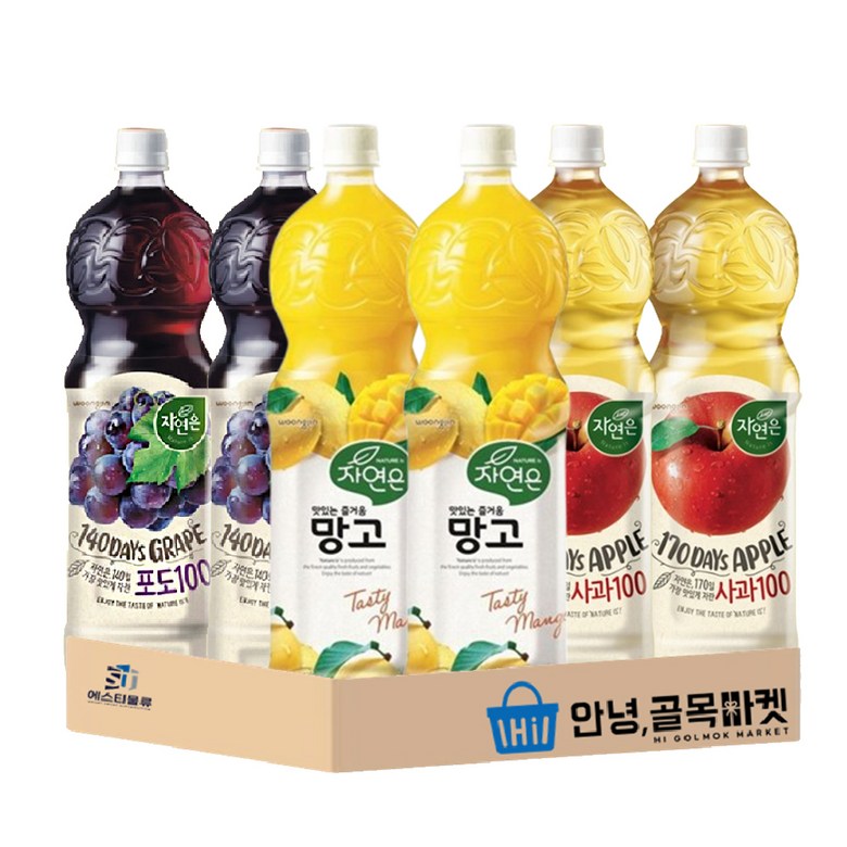 자연은 1.5L 음료수 세트 포도 사과 망고 각 2개씩, 1세트, 1.5L 18,900원