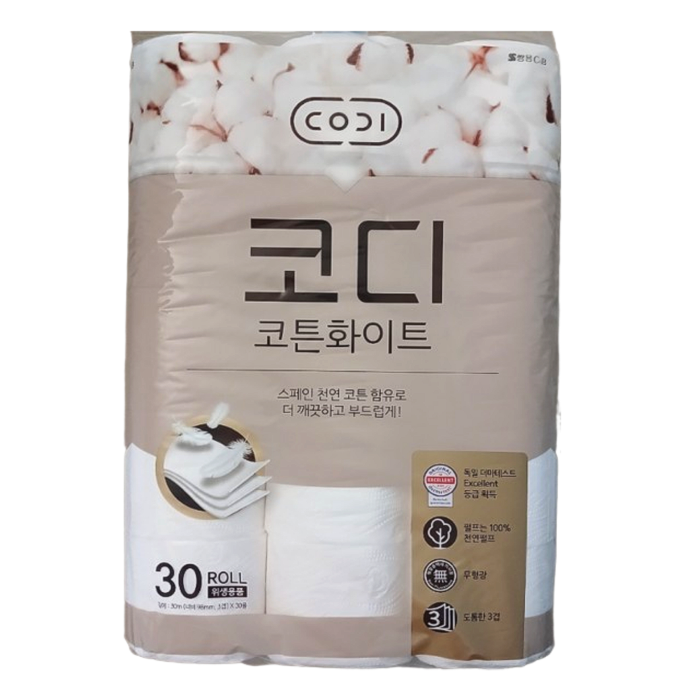 코디 천연펄프 3겹 코튼화이트 30m 30롤 x 1개 20,700원