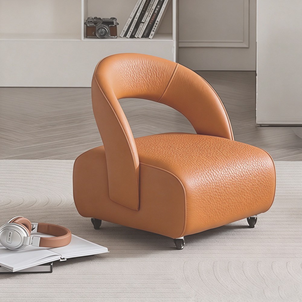 CABICO 편안한 소프트 데이킨 쿠션 무빙 바퀴달린 등받이 작은 의자 앉은뱅이의자 스툴의자, 오렌지색, 1개 58,800원