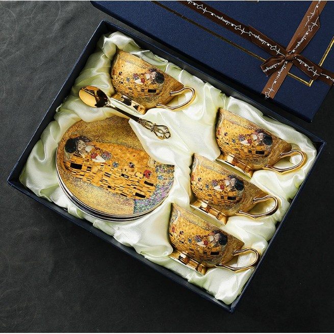 CaecnKoen 구스타프 클림트 키스 커피잔 머그컵 세트 선물 71, 1개, 커피잔4조세트 108,500원