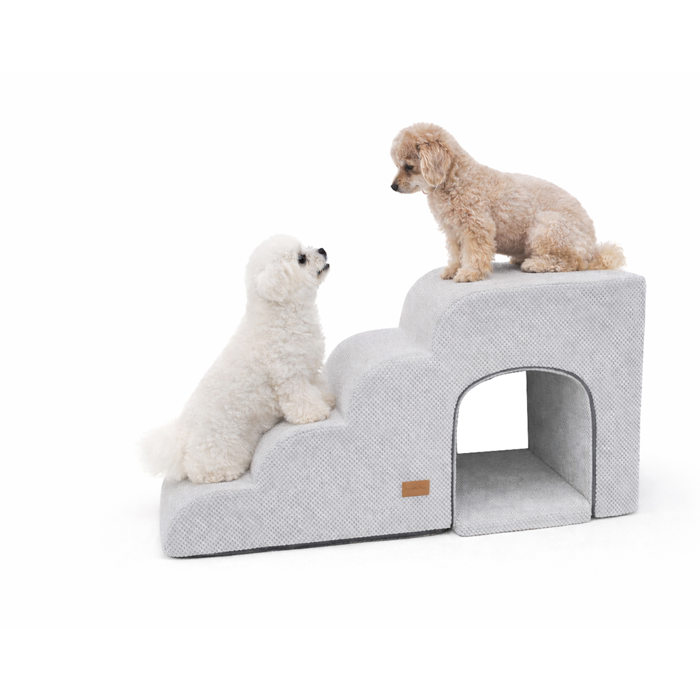 올미오펫 강아지 구름패브릭 동굴 계단 4단+방석 세트, 어반그레이, 1개 129,900원