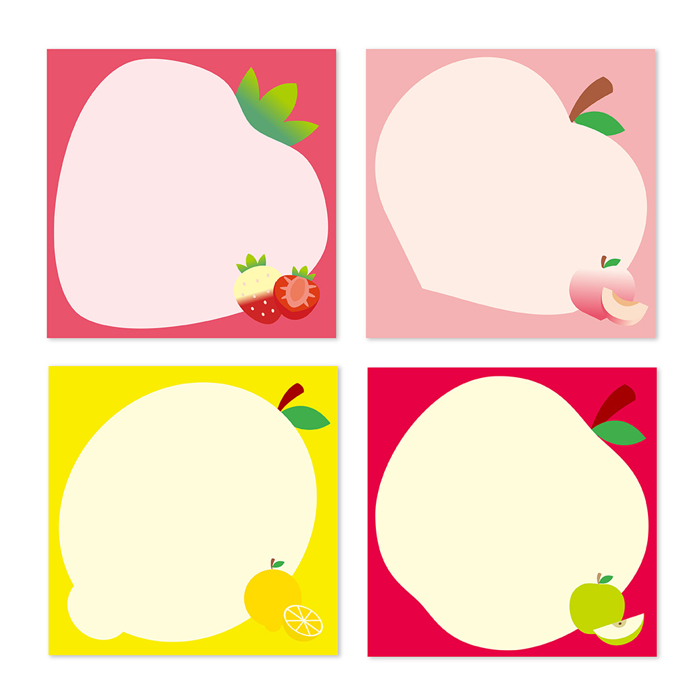 정사각 후르츠 떡메모지 4종 세트, 딸기 + 레몬 + 복숭아 + 사과, 1세트 7,850원