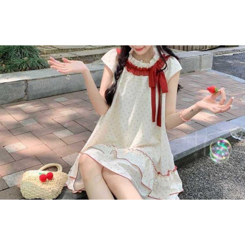 해피유통어린이 여름 귀여운 라운드넥 반팔 원피스 레이스 장식 A라인 원피스14세 이상 XG03 28,420원