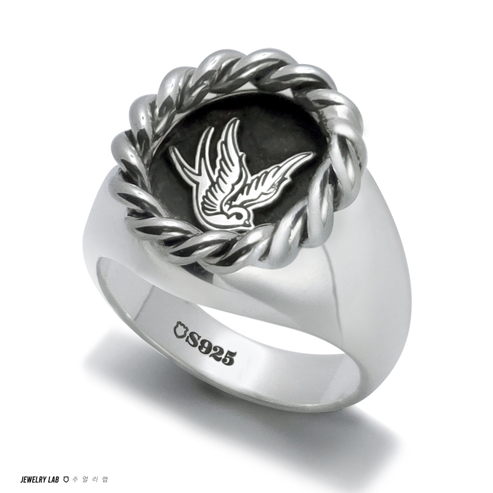 925실버 올드스쿨 제비은반지 수호 행운 동물 순은 각인 99.9 229,000원