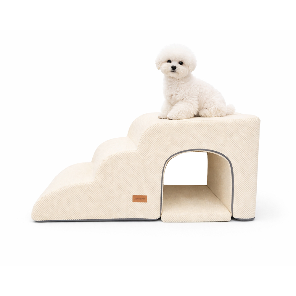 올미오펫 강아지 구름패브릭 동굴 계단 3단+방석 세트, 크림아이보리, 1개 119,900원