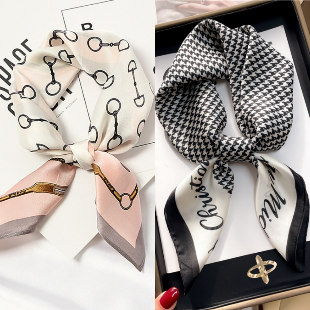 엘르온 여성 고급 패션 사각스카프 2종세트 스카프링 포함 9,900원