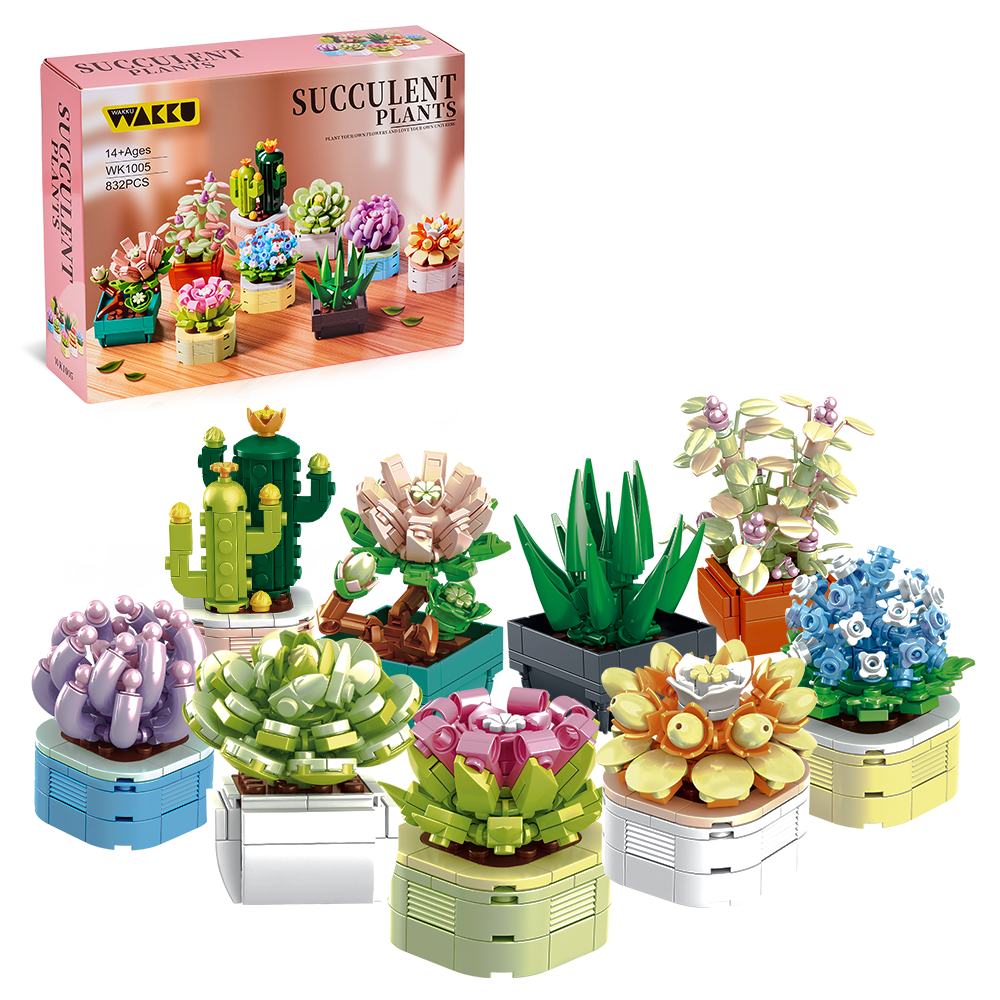 Wakku 보태니컬 꽃 다육 블럭 레고호환블록 9종세트 힐링선물 Pcs832, 1개 29,870원