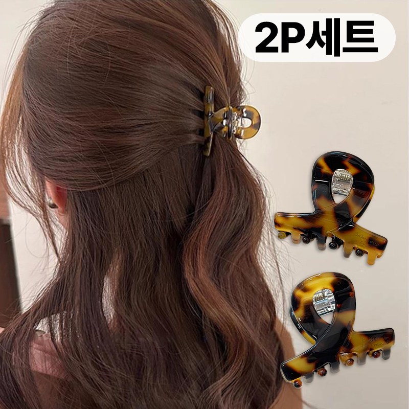 미다미 [2개세트] 샐리 반머리 패턴 포인트 셀룰로오스  집게핀 9,900원