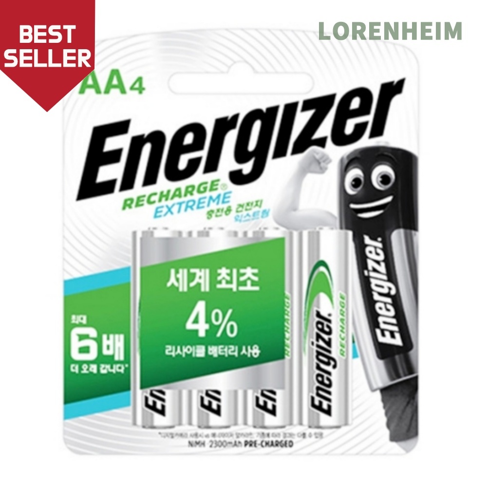 로렌하임 에너자이저 AA 충전건전지 2300mAh 4입 (니켈수소 고용량) 고용량배터리 27,800원