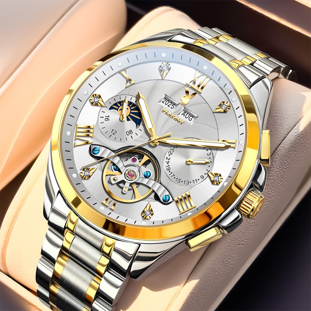 PLAYBOY 명품 브랜드 남자 기계식 시계 오토매틱 비즈니스 손목시계 선물용 185,200원