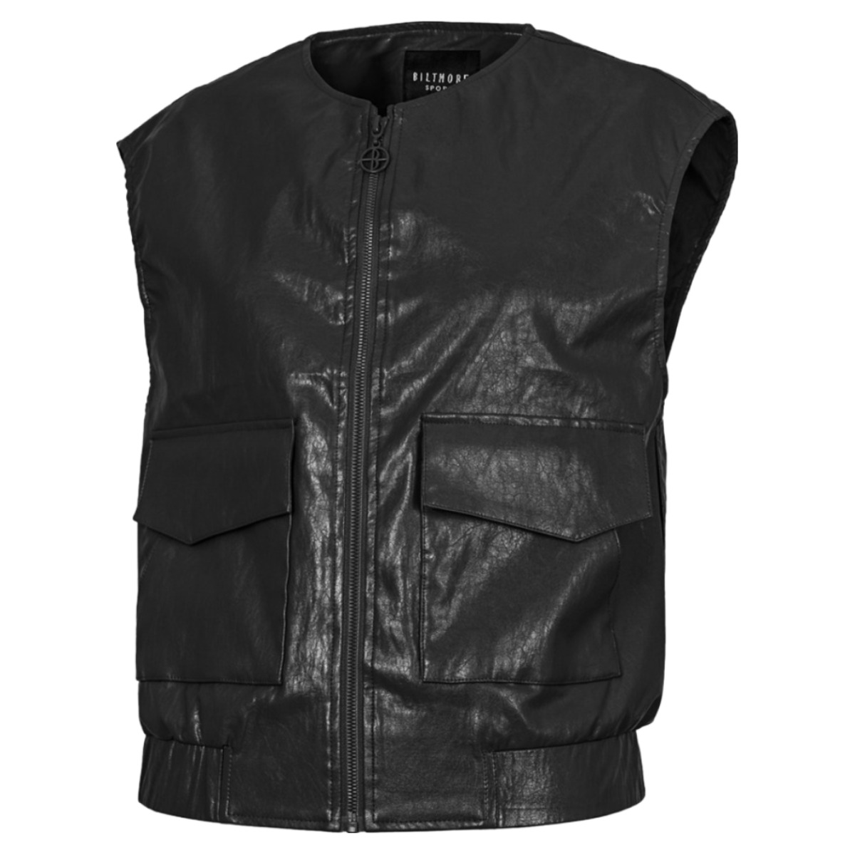 빌트모아 여성 봄 가을 겨울 포켓 비건 레더 베스트 가죽 조끼 49,000원