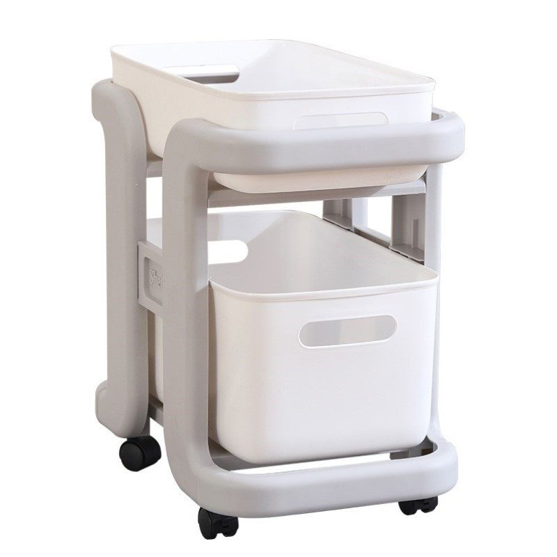 서랍형 수납 트롤리 다용도 이동식 정리대 선반 카트, 2단, 흰색 29,800원