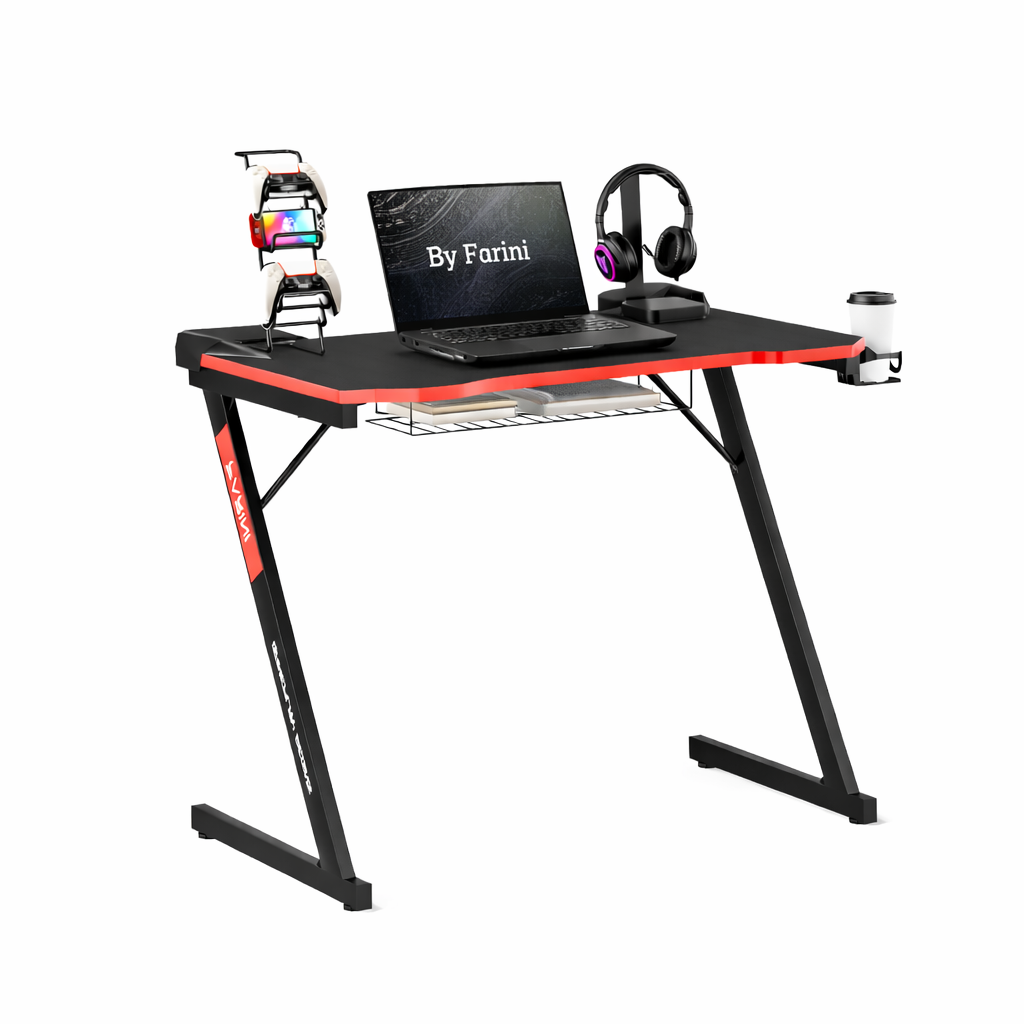 피리니 1인용 컴퓨터책상 카본패턴 게이밍 테이블 Z자형 사무용 32,000원