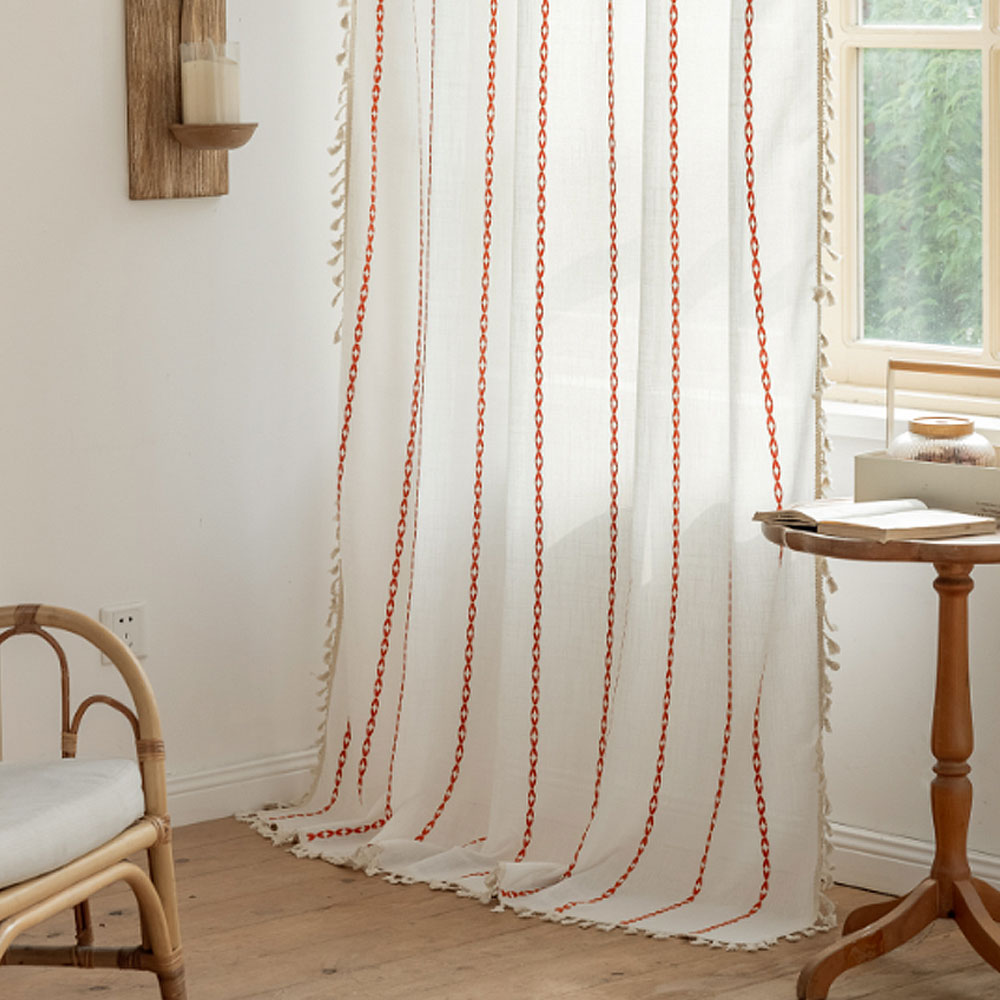 지앤와이 컨트리 화이트 컬러자수 태슬 커튼 35,890원