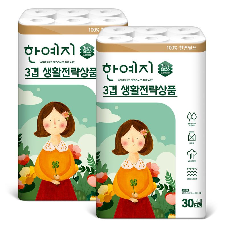 깨끗한나라 순수 프리미엄 더 퍼스트 천연펄프 3겹 고급롤화장지 27,140원