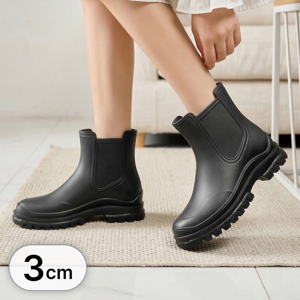 라뷰드 여성 미끄럼 방지 첼시 레인 부츠 비오는 장마 발편한 방수 장화 여름 캐주얼 패션 키높이 통굽 신발 3cm 18,800원