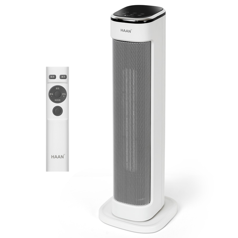 HAAN 저소음 그래핀 원적외선 PTC 타워형온풍기 팬히터 2kw 온도설정 리모컨형전기히터 전기난로 온풍기, 단품 99,000원