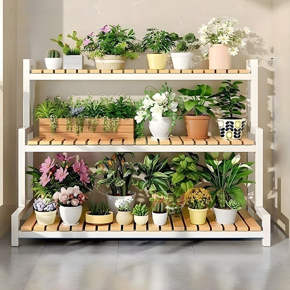 마치 화분정리대 받침대 꽃 진열대 거실 베란다 다육이 선반, 3단, 화이트 59,800원
