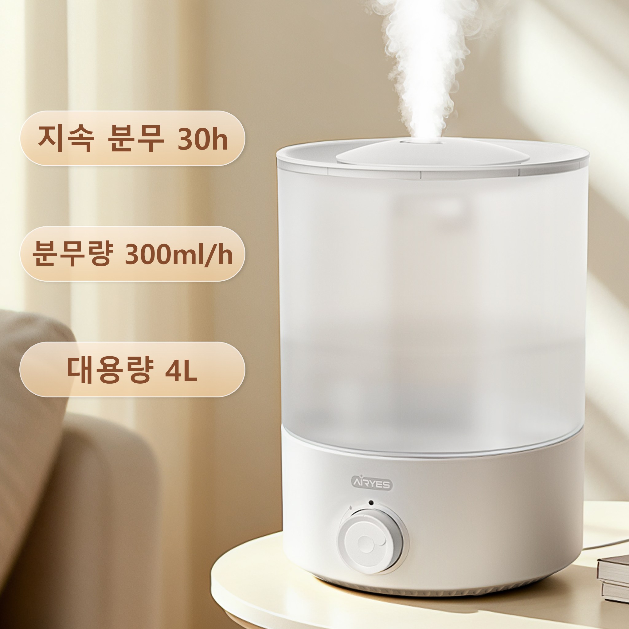 AIRYES 분리형 간편 통세척 가정용 대용량 저소음 초음파 가습기 22,000원