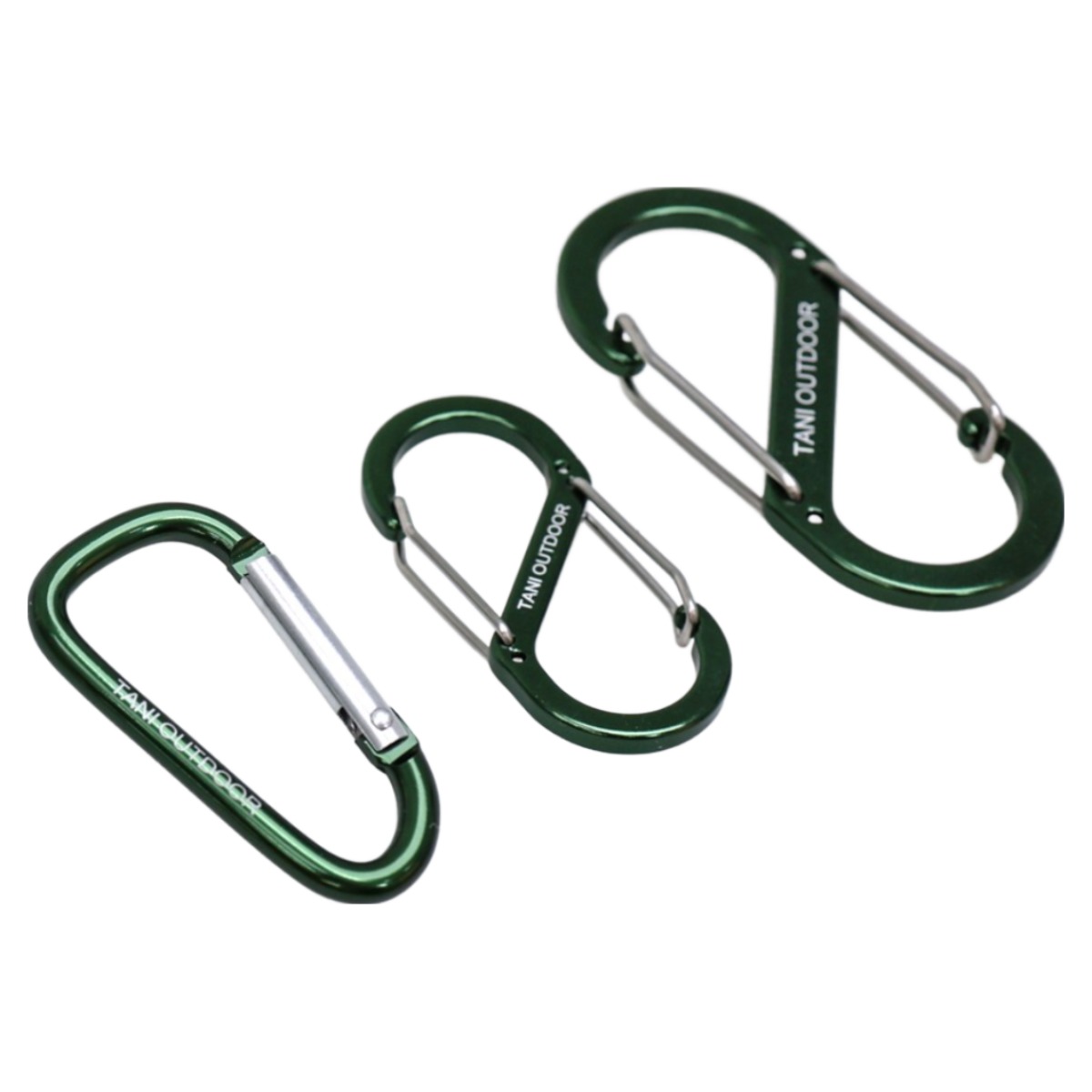 카라비너 대형 중형 소형 D형 S형 고강도 캠핑 비너 차박 타프 텐트 키링, 3세트, 1단, 11_그린러버세트(총3종) 21,060원