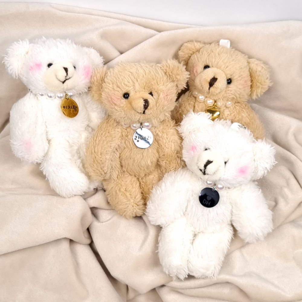 곰돌이키링 인형 가방 키링 참장식 무료각인 열쇠고리, 1개, 베이지 9,800원