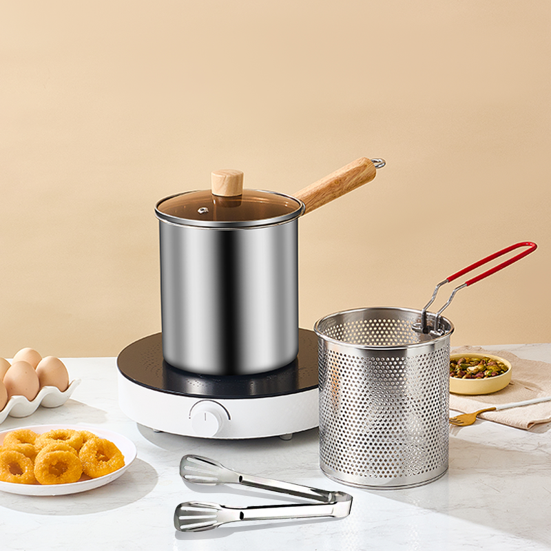 다용도 스테인리스 멀티팟 스텐 튀김냄비 캠핑용 스텐 편수 냄비세트 튀김바스켓  집게 포함 22,900원