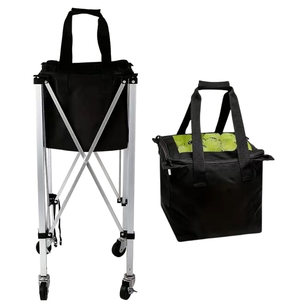 반센트 테니스볼 카트 캐리어 휴대용 바구나 사이드 포켓이 있는 테니스 공 바구니 호퍼 바퀴, 1개, 검정색 98,000원