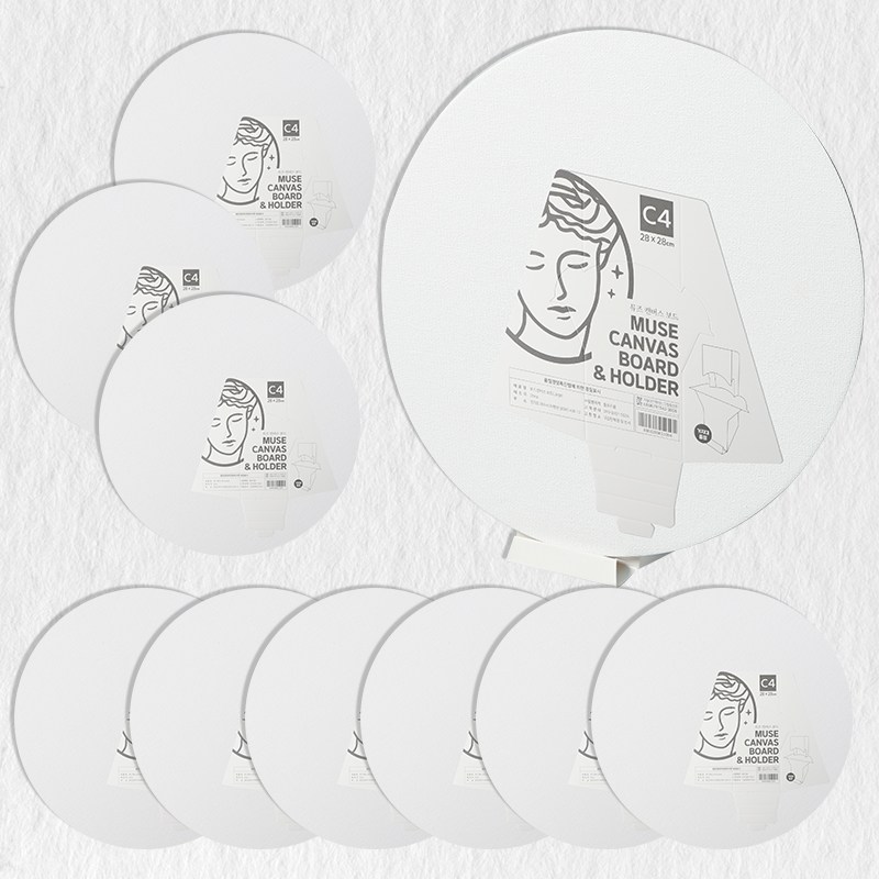 뮤즈 프레임없는 면천 캔버스보드 원형 C4사이즈 28cm 10개입 22,500원