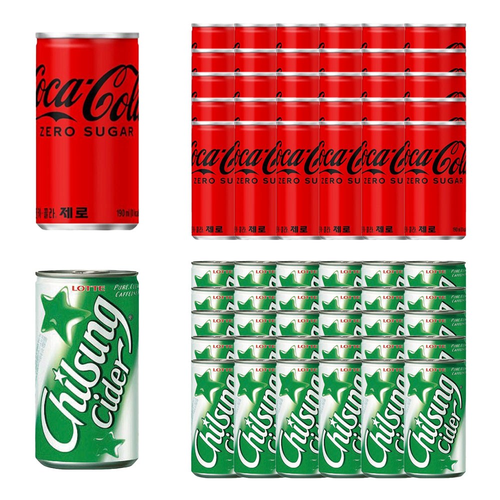 코카콜라제로190mlx30캔+칠성사이다190mlx30캔(총60캔)/안전포장, 60개, 190ml 35,000원