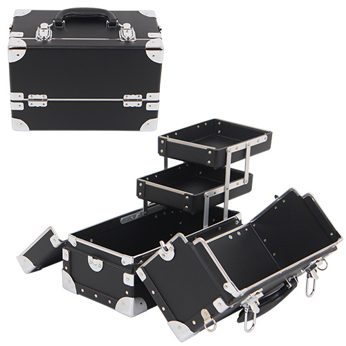 가방몰 메이크업박스 메이크업가방 네일가방 미용가방 화장품정리함 Makeup Box 2단 대형 DFF203-V BLACK, 1개 65,800원