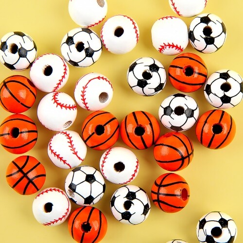 10개입 스포츠 농구 야구 축구 공 우드 구슬 비즈 1,100원
