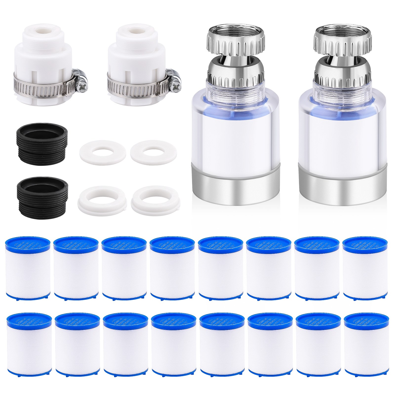 BUZOO 세면대 필터수전 + 정수필터 코브라형 주방 필터 헤드 필터 리필 2개 수도꼭지 필터+필터 리필 16개 16,800원